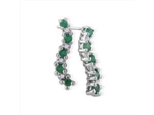 SuperJeweler 10K 0.5 Ct. Emerald And Diamond Earrings - White Gold SuperJeweler 10K 0.5 Ct. Emerald And Diamond Earrings - White Gold