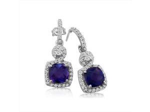 SuperJeweler 14K Dangling Micropave Amethyst And Diamond Earrings - White Gold SuperJeweler 14K Dangling Micropave Amethyst And Diamond Earrings - White Gold