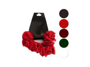 Bulk Buys BI626-96 Mini Twisted Ruffle Rose Accent Hair Scrunchi Bulk Buys BI626-96 Mini Twisted Ruffle Rose Accent Hair Scrunchi