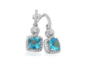 SuperJeweler 14K Dangling Micropave Blue Topaz And Diamond Earrings - White Gold SuperJeweler 14K Dangling Micropave Blue Topaz And Diamond Earrings - White Gold