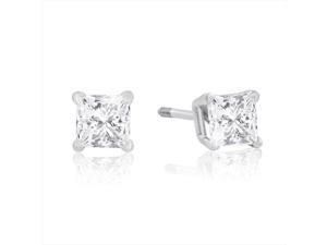 SuperJeweler 14K 0.5 Ct. Princess Diamond Stud Earrings - White Gold SuperJeweler 14K 0.5 Ct. Princess Diamond Stud Earrings - White Gold