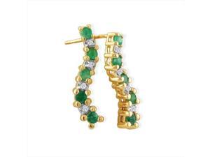 SuperJeweler 10K 0.5 Ct. Emerald And Diamond Journey Earrings - Yellow Gold SuperJeweler 10K 0.5 Ct. Emerald And Diamond Journey Earrings - Yellow Gold