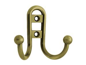 Brainerd B46115J-AB-C Double Prong Robe Hook With Ball End - Antique Brass - 1 Pack Brainerd B46115J-AB-C Double Prong Robe Hook With Ball End - Antique Brass - 1 Pack