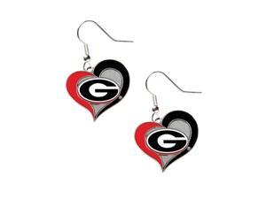 Georgia Bulldogs Swirl Heart Dangle Logo Earring Set Charm Gift NCAA Georgia Bulldogs Swirl Heart Dangle Logo Earring Set Charm Gift NCAA