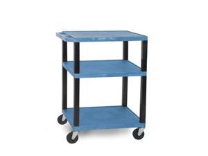 H Wilson WT34E-B Tuffy AV Cart Blue 3 Shelves Black Legs H Wilson WT34E-B Tuffy AV Cart Blue 3 Shelves Black Legs