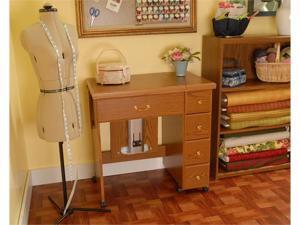 Arrow Sewing Cabinet Auntie Sewing Table with Shelves - Oak Finish Arrow Sewing Cabinet Auntie Sewing Table with Shelves - Oak Finish
