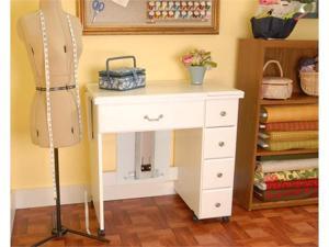 Arrow Sewing Cabinet Auntie Sewing Table with Shelves - White Arrow Sewing Cabinet Auntie Sewing Table with Shelves - White