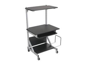 Totally Adjustable Mobile Sit-Stand Workstation 30 x 24 x 52 Black/Silver Totally Adjustable Mobile Sit-Stand Workstation 30 x 24 x 52 Black/Silver