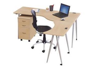 Balt Iflex Full Table - Left - Teak Top - Silver Legs Balt Iflex Full Table - Left - Teak Top - Silver Legs