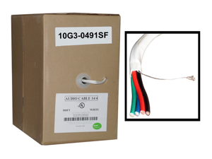 Cable Wholesale 14/4 (14AWG 4C) 105 Strand/0.16mm Speaker Cable CM / Inwall Rated Oxygen-Free White - 500 ft Pullbox Cable Wholesale 14/4 (14AWG 4C) 105 Strand/0.16mm Speaker Cable CM / Inwall Rated Oxygen-Free White - 500 ft Pullbox