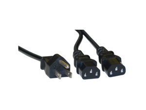 Cable Wholesale Computer / Monitor Power Y Cord, Black, NEMA 5-15P to Dual C13, 10 Amp, UL / CSA rated, 6 foot Cable Wholesale Computer / Monitor Power Y Cord, Black, NEMA 5-15P to Dual C13, 10 Amp, UL / CSA rated, 6 foot