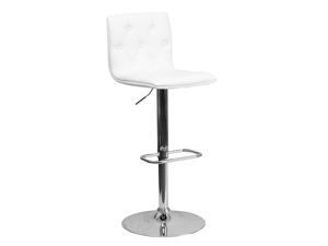 Flash Furniture Contemporary Tufted White Vinyl Adjustable Height Bar Stool with Chrome Base Flash Furniture Contemporary Tufted White Vinyl Adjustable Height Bar Stool with Chrome Base