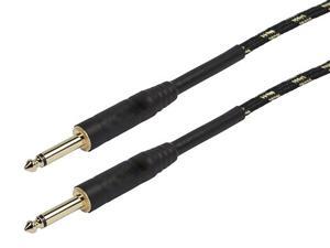 Monoprice 35ft. Cloth Series 1/4 inch T/S Male 20AWG Instrument Cable Black Gold Monoprice 35ft. Cloth Series 1/4 inch T/S Male 20AWG Instrument Cable Black Gold