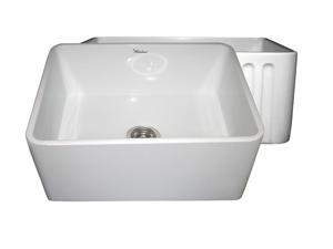 Whitehaus Sink W/ Smooth F.Apron One Side And Fluted F.Apron Opp Side WHFLPLN2418-White Whitehaus Sink W/ Smooth F.Apron One Side And Fluted F.Apron Opp Side WHFLPLN2418-White