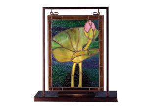 Meyda 9.5"W X 10.5"H Tiffany Pond Lily Lighted Mini Tabletop Window Meyda 9.5"W X 10.5"H Tiffany Pond Lily Lighted Mini Tabletop Window