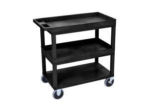 Offex HD High Capacity 2 Tub and 1 Flat Shelf Cart in Black Offex HD High Capacity 2 Tub and 1 Flat Shelf Cart in Black