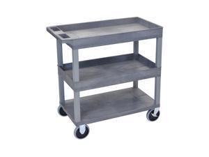 Luxor HD High Capacity 2 Tub and 1 Flat Shelf Cart in Gray Luxor HD High Capacity 2 Tub and 1 Flat Shelf Cart in Gray