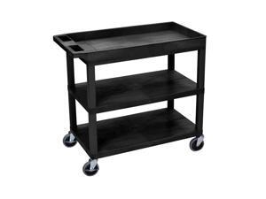 Offex High Capacity 2 Flat and 1 Tub Shelf Cart in Black Offex High Capacity 2 Flat and 1 Tub Shelf Cart in Black