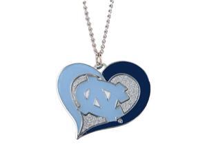 NCAA UNC North Carolina Tar Heels Swirl Heart Necklace Charm Gift Set NCAA UNC North Carolina Tar Heels Swirl Heart Necklace Charm Gift Set