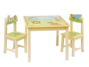 Guidecraft Kids Indoor Playschool Savanna Smiles Table and Chairs Set Guidecraft Kids Indoor Playschool Savanna Smiles Table and Chairs Set