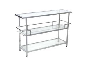 Studio Designs Home Chrome Portico Bar Table with Clear Glass Studio Designs Home Chrome Portico Bar Table with Clear Glass