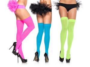 Green Opaque Nylon Thigh Highs by Leg Avenue 6672 Green Opaque Nylon Thigh Highs by Leg Avenue 6672