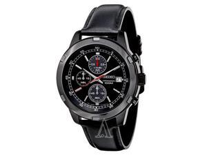 Seiko SKS439 Men's Black Leather Strap Chronograph Sport Watch Seiko SKS439 Men's Black Leather Strap Chronograph Sport Watch