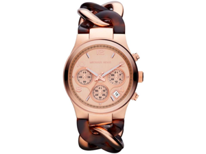 Michael Kors Runway Rose Gold-tone Tortoise Twist Chain Link Ladies Watch MK4269 Michael Kors Runway Rose Gold-tone Tortoise Twist Chain Link Ladies Watch MK4269