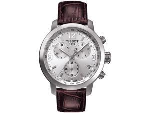Tissot PRC 200 Chronograph Silver Dial Brown Leather Mens Watch T0554171603700 Tissot PRC 200 Chronograph Silver Dial Brown Leather Mens Watch T0554171603700