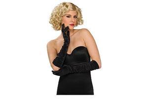 Ruched Black Satin Elbow Length Gloves Ruched Black Satin Elbow Length Gloves