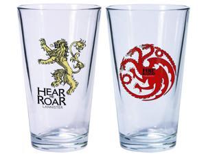 Game Of Thrones Pint Glass Set Of 2 Lannister & Targaryen Game Of Thrones Pint Glass Set Of 2 Lannister & Targaryen