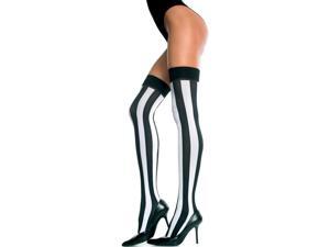 Opaque Vertical Striped Thigh Hi Nylon Costume Hosiery One Size Opaque Vertical Striped Thigh Hi Nylon Costume Hosiery One Size