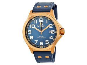 TW Steel Pilot Sunray Blue Dial Rose Gold PVD Steel Blue Leather Watch TW404 TW Steel Pilot Sunray Blue Dial Rose Gold PVD Steel Blue Leather Watch TW404