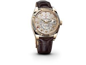 Rolex Sky Dweller Silver Dial 18kt Yellow Gold Brown Leather Mens Watch 326138 Rolex Sky Dweller Silver Dial 18kt Yellow Gold Brown Leather Mens Watch 326138