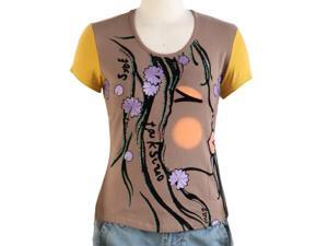 Jessie G. Women's Printed Scoop Neck Tee - Brown Medium Jessie G. Women's Printed Scoop Neck Tee - Brown Medium
