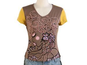 Jessie G. Women's Printed Scoop Neck Tee - Brown Large Jessie G. Women's Printed Scoop Neck Tee - Brown Large