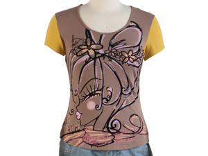 Jessie G. Women's Printed Scoop Neck Tee - Brown Large Jessie G. Women's Printed Scoop Neck Tee - Brown Large