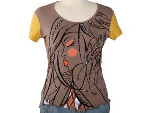 Jessie G. Women's Printed Scoop Neck Tee - Brown Medium Jessie G. Women's Printed Scoop Neck Tee - Brown Medium