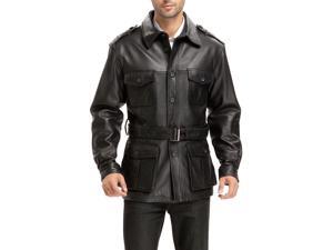 BGSD Men's "Charles" Military Style Lambskin Leather Trench Coat in Black BGSD Men's "Charles" Military Style Lambskin Leather Trench Coat in Black