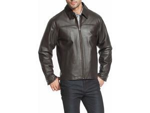 BGSD Men's "Greg" Open Bottom Front Zip Leather Jacket - Brown M BGSD Men's "Greg" Open Bottom Front Zip Leather Jacket - Brown M