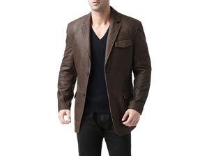 BGSD Men's Two-Button Cowhide Leather Blazer - Buff Dusty Brown XL BGSD Men's Two-Button Cowhide Leather Blazer - Buff Dusty Brown XL