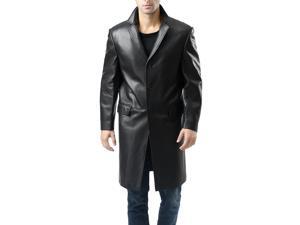 BGSD Men's New Zealand Lambskin Leather Walking Long Coat - Black XL BGSD Men's New Zealand Lambskin Leather Walking Long Coat - Black XL