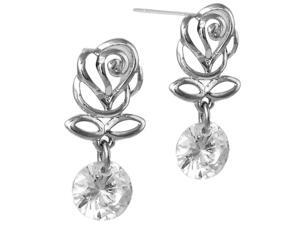 Elegant Rose Bud Cubic Zirconia Drop Earrings Elegant Rose Bud Cubic Zirconia Drop Earrings