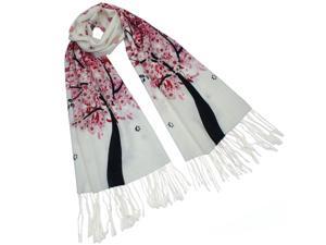 Dahlia Women's 100% Merino Wool Pashmina Scarf - Spring Butterfly Blossom Tree Dahlia Women's 100% Merino Wool Pashmina Scarf - Spring Butterfly Blossom Tree