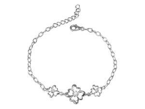 Four Leaf Clover Diamond Cubic Zirconia Lucky Charm Sterling Silver Bracelet Four Leaf Clover Diamond Cubic Zirconia Lucky Charm Sterling Silver Bracelet