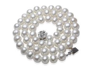 White 7-8mm AAA Cultured Pearl Strand Silver Choker Necklace 16" (LS1R2) White 7-8mm AAA Cultured Pearl Strand Silver Choker Necklace 16" (LS1R2)