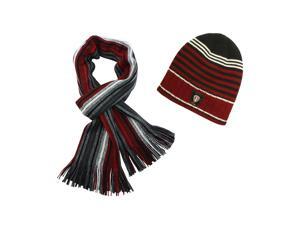 100% Acrylic Men's Fashion Classic Colorful Strips Cap Hat Scarf Set - Red 100% Acrylic Men's Fashion Classic Colorful Strips Cap Hat Scarf Set - Red