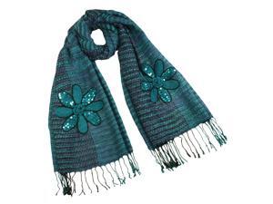 Acrylic & Mohair Fashion Knitted Sequined Flowers Long Scarf Shawl(Blue)-Various colors Acrylic & Mohair Fashion Knitted Sequined Flowers Long Scarf Shawl(Blue)-Various colors