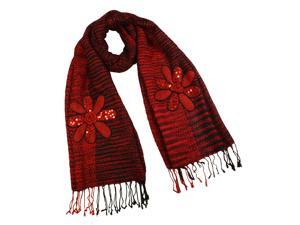 Acrylic & Mohair Fashion Knitted Sequined Flowers Long Scarf Shawl(Red)-Various colors Acrylic & Mohair Fashion Knitted Sequined Flowers Long Scarf Shawl(Red)-Various colors