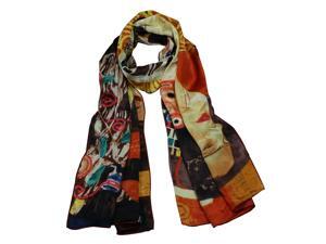 100% Satin Charmeuse Silk Gustav Klimt's "Judith II" Long Scarf Shawl 100% Satin Charmeuse Silk Gustav Klimt's "Judith II" Long Scarf Shawl